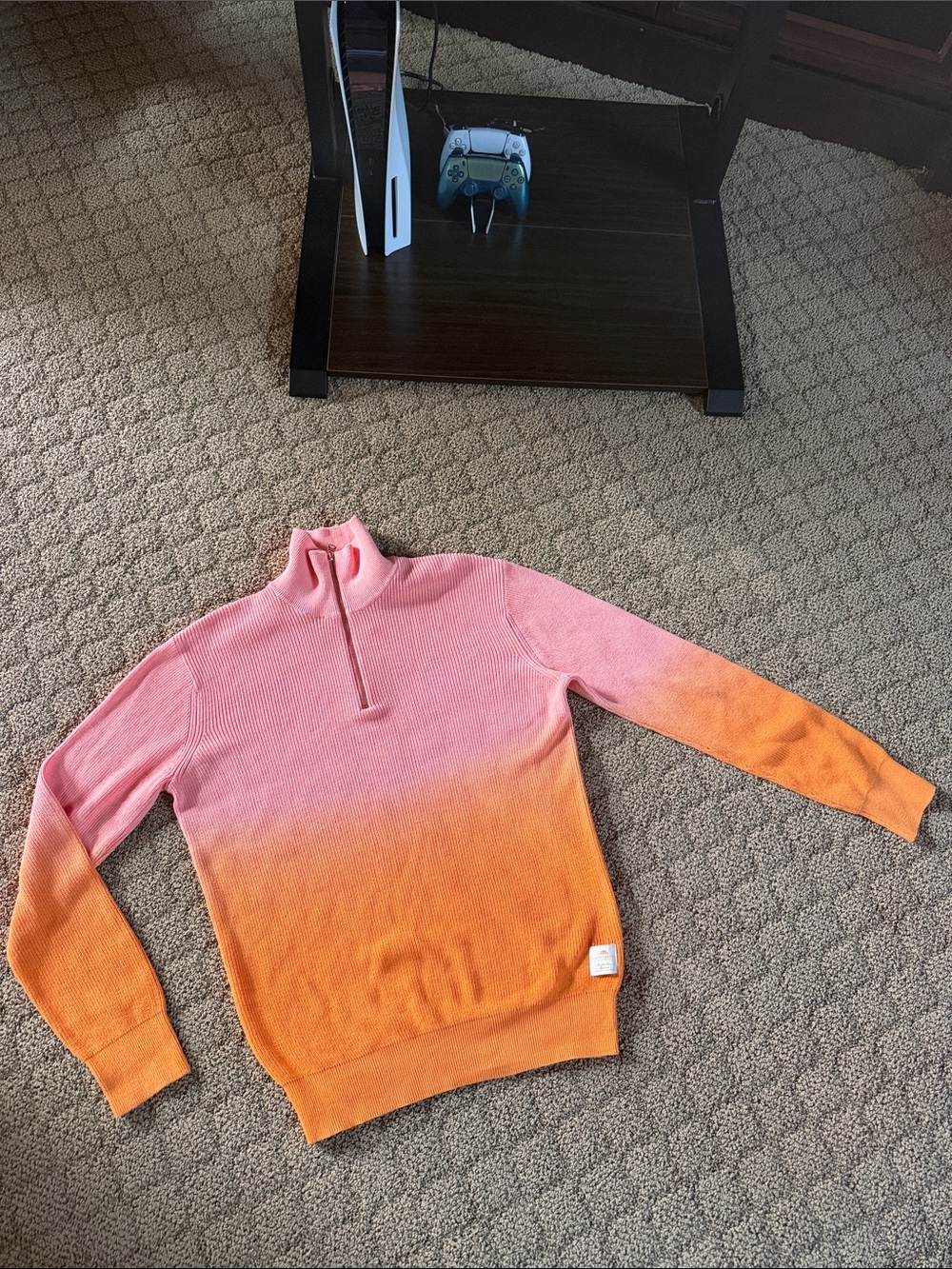 Scotch & Soda Pink to Orange Ombre Zip Mock-Neck Sweater
